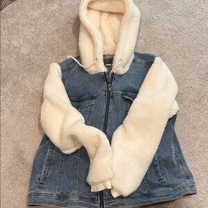 Maurice’s XL faux Sherpa hooded jean jacket